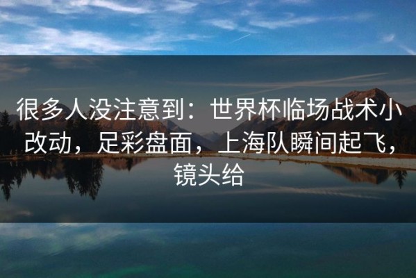 很多人没注意到：世界杯临场战术小改动，足彩盘面，上海队瞬间起飞，镜头给