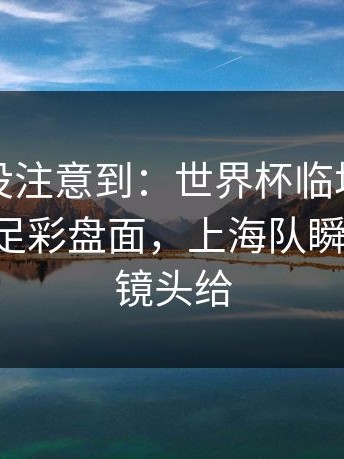 很多人没注意到：世界杯临场战术小改动，足彩盘面，上海队瞬间起飞，镜头给