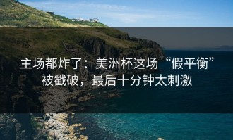 主场都炸了：美洲杯这场“假平衡”被戳破，最后十分钟太刺激