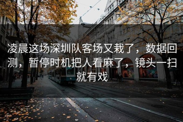 凌晨这场深圳队客场又栽了，数据回测，暂停时机把人看麻了，镜头一扫就有戏