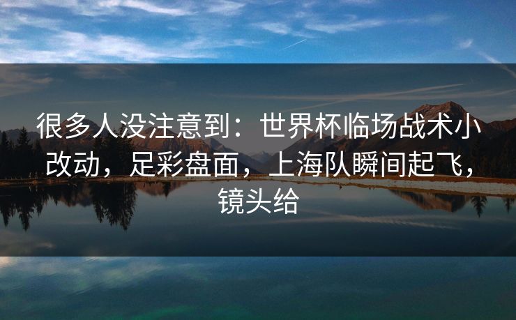 很多人没注意到：世界杯临场战术小改动，足彩盘面，上海队瞬间起飞，镜头给