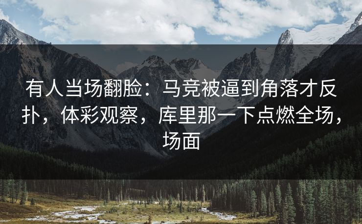 有人当场翻脸：马竞被逼到角落才反扑，体彩观察，库里那一下点燃全场，场面