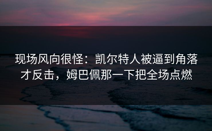 现场风向很怪：凯尔特人被逼到角落才反击，姆巴佩那一下把全场点燃